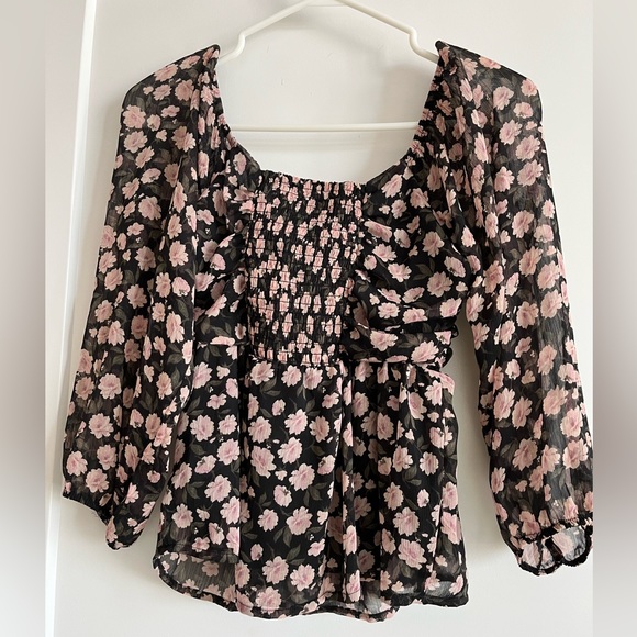 American Eagle floral chiffon blouse - Picture 2 of 5